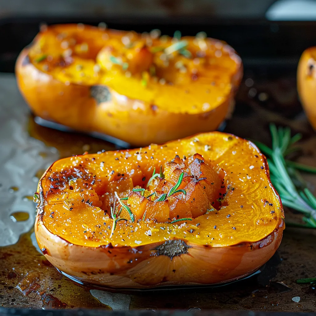 Three pumpkin slices on a tray.