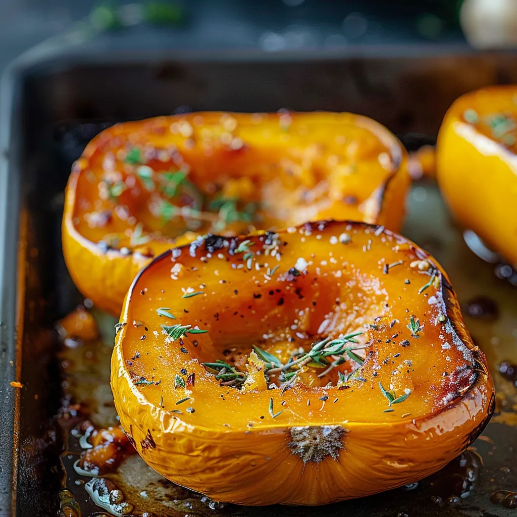 Three sliced orange bell peppers on a baking sheet.