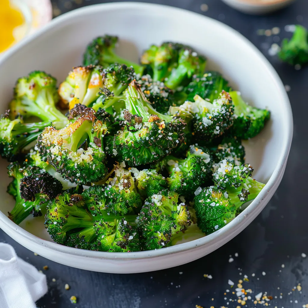 A bowl of broccoli with cheese on top.
