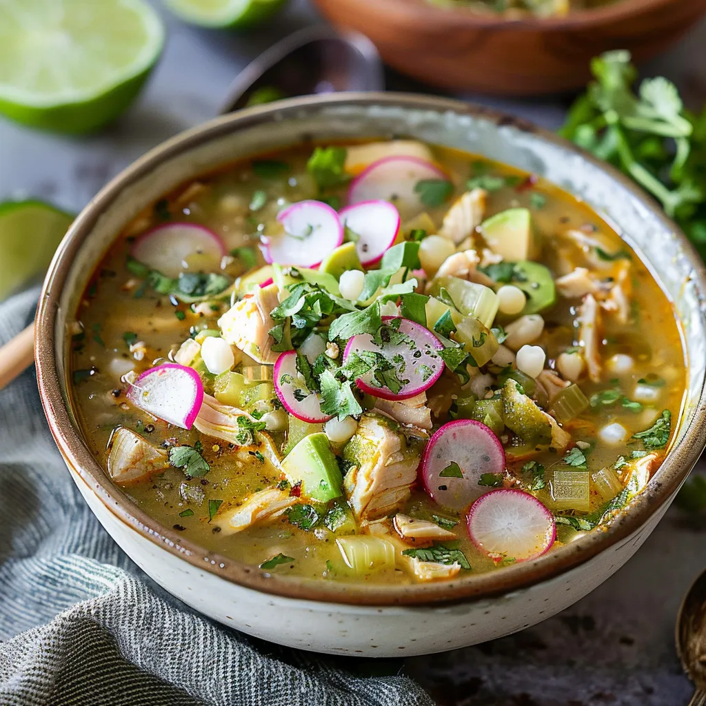 A bowl of soup with radishes and limes.