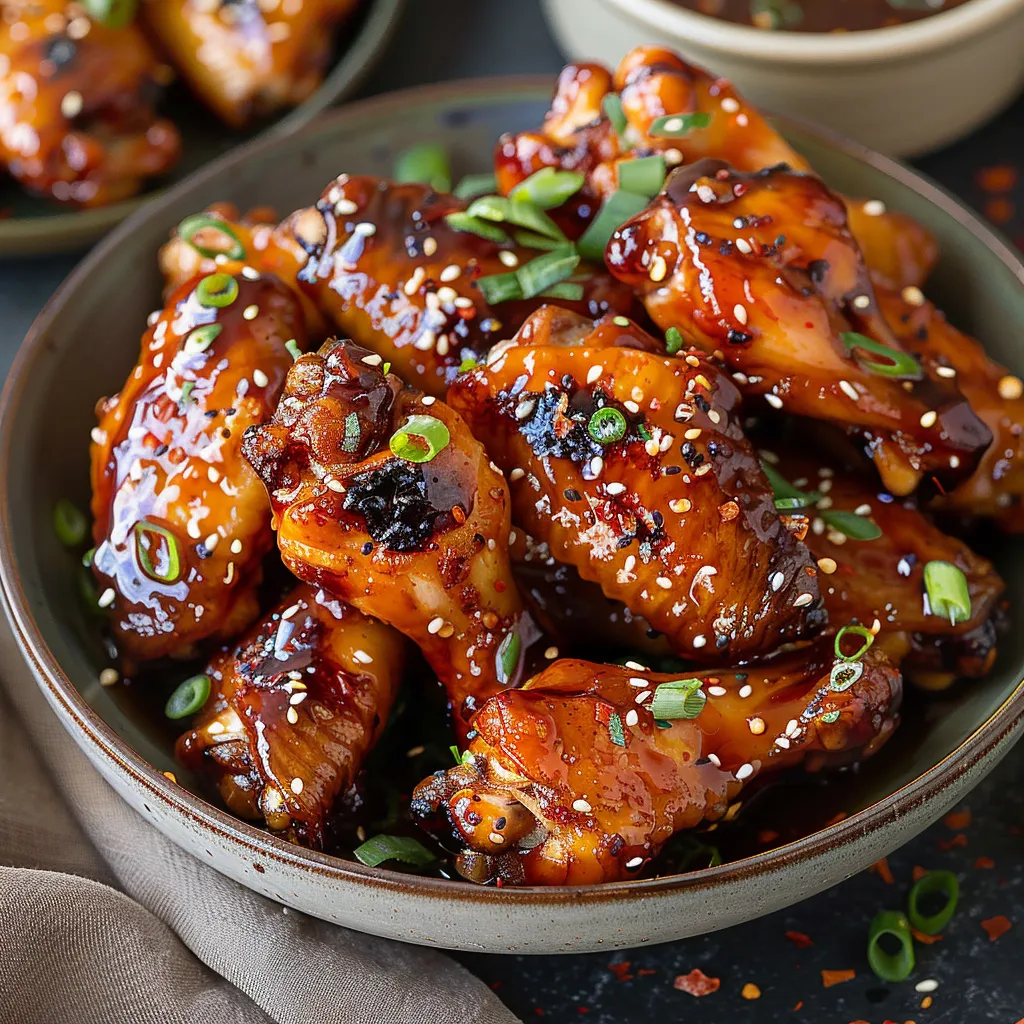 A bowl of chicken wings with sauce.