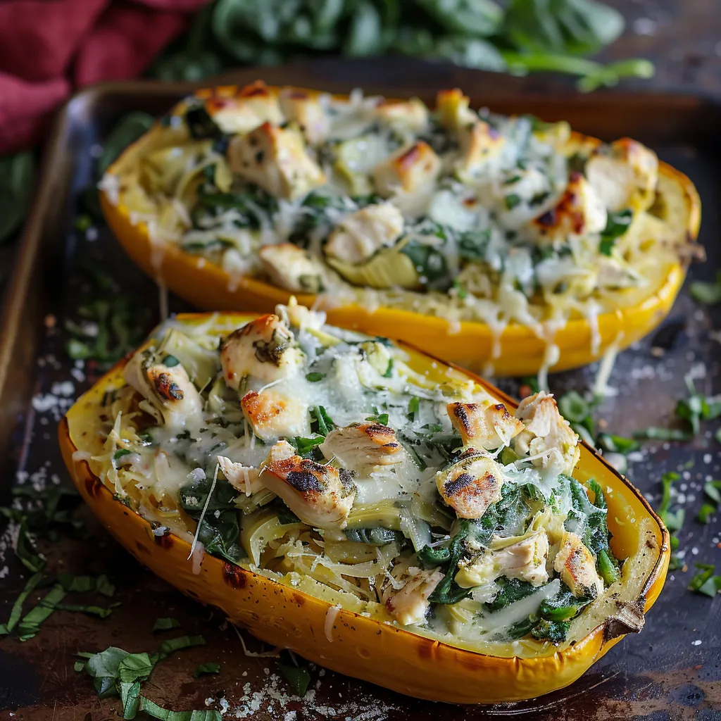 Two stuffed peppers on a tray.