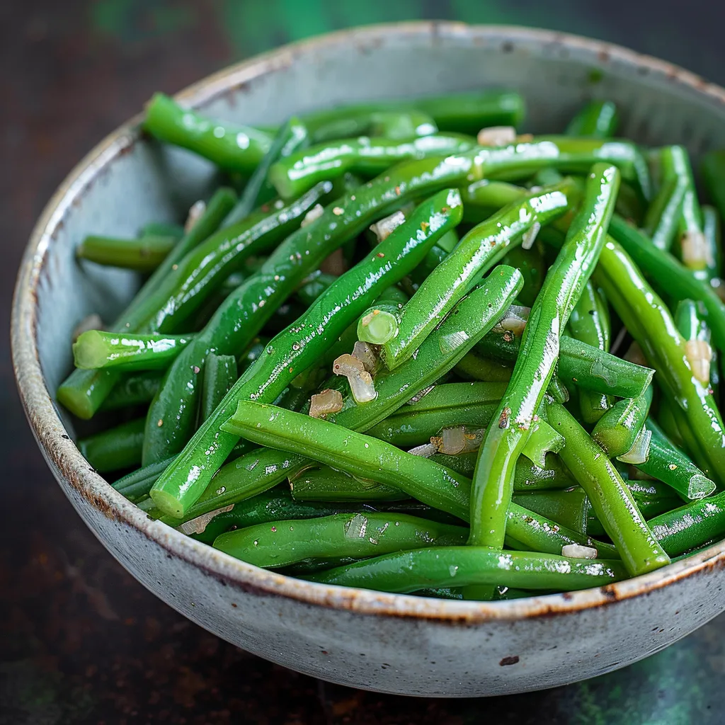 A bowl of green beans.