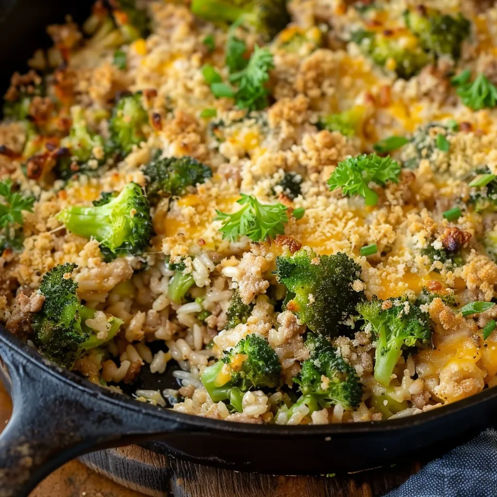 A pan of food with broccoli and cheese.