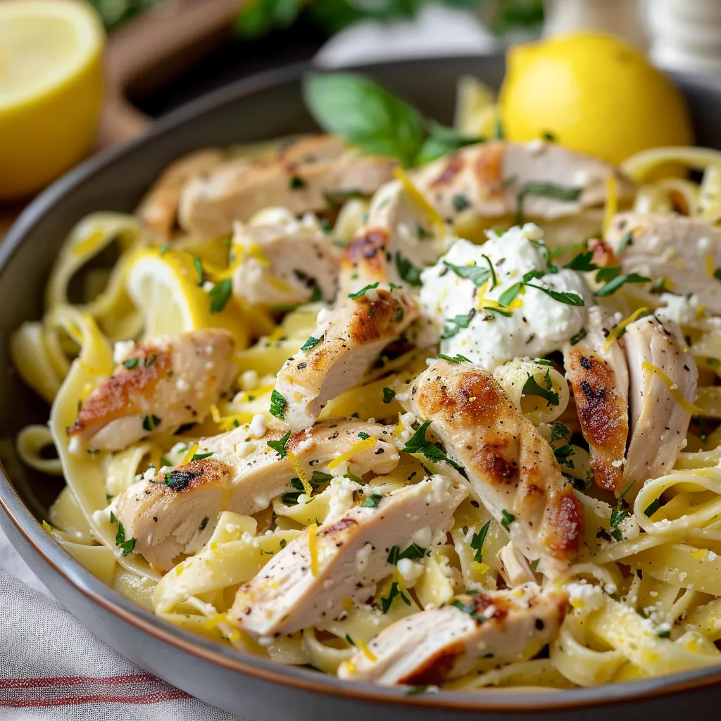 A bowl of pasta with chicken and cheese.