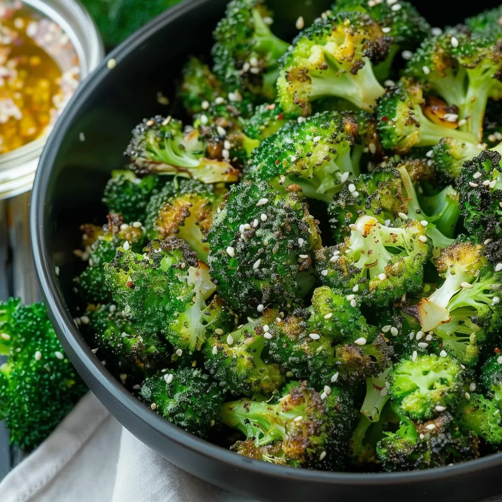 A bowl full of seasoned broccoli.