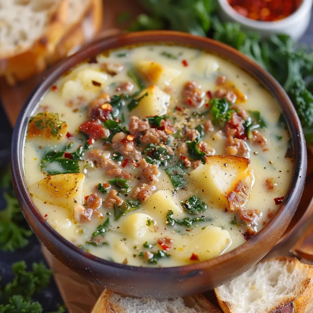 A bowl of soup with a spoon in it.