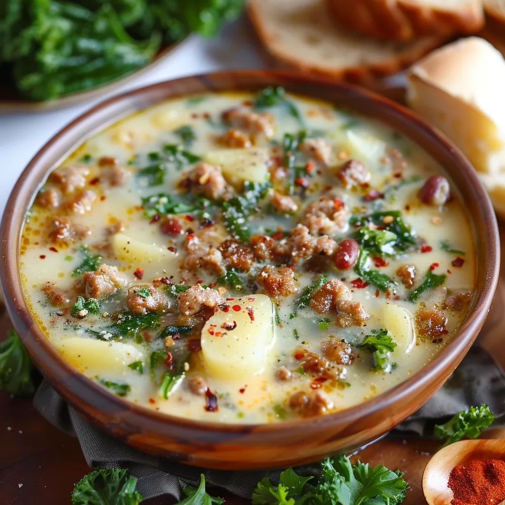 A bowl of soup with meat and vegetables.