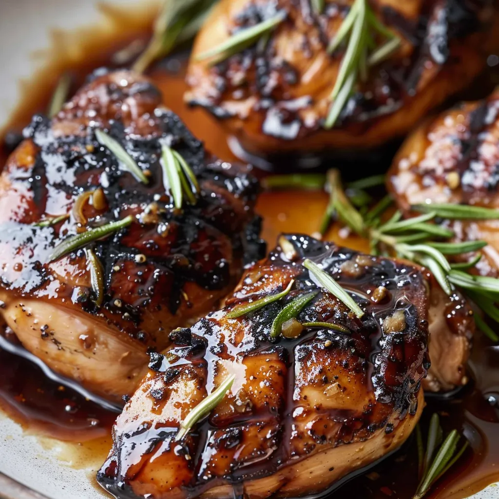 Chicken with herbs and sauce.
