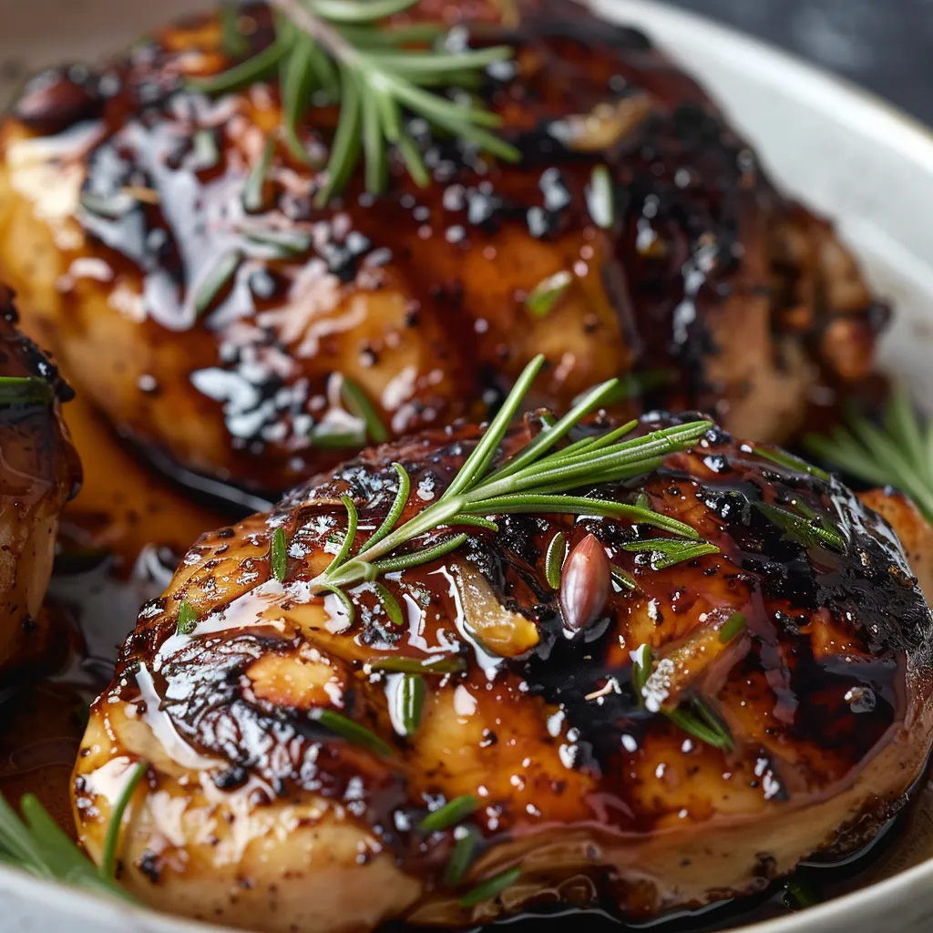 Chicken with herbs and sauce.
