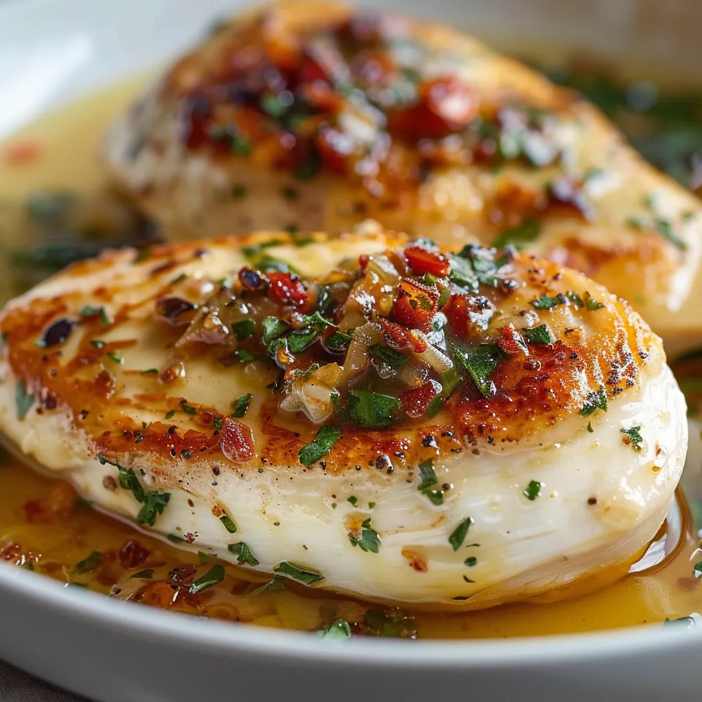 Two chicken pieces with melted sauce on top.