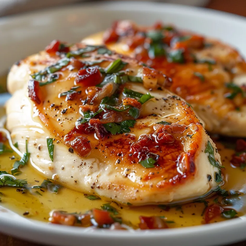 A plate stacked high with chicken and colorful veggies.