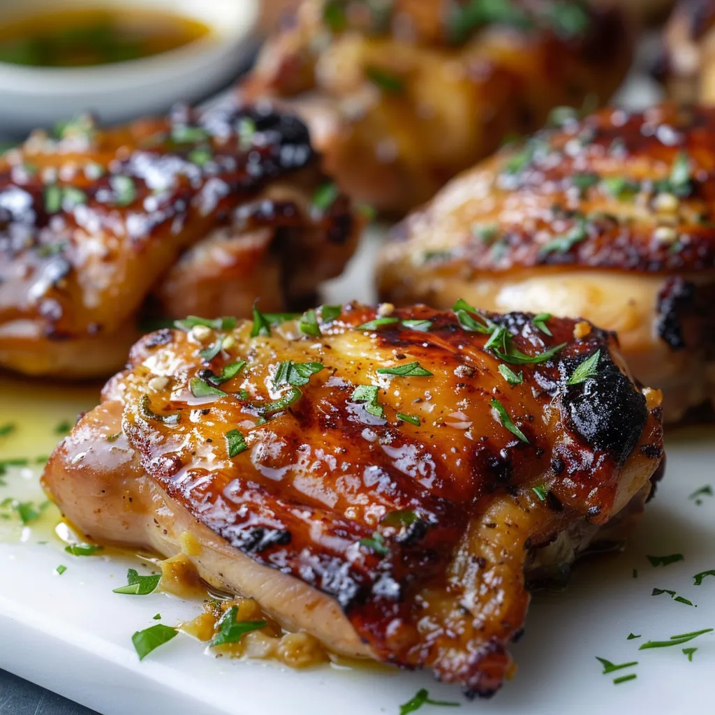 Saucy chicken on a plate.