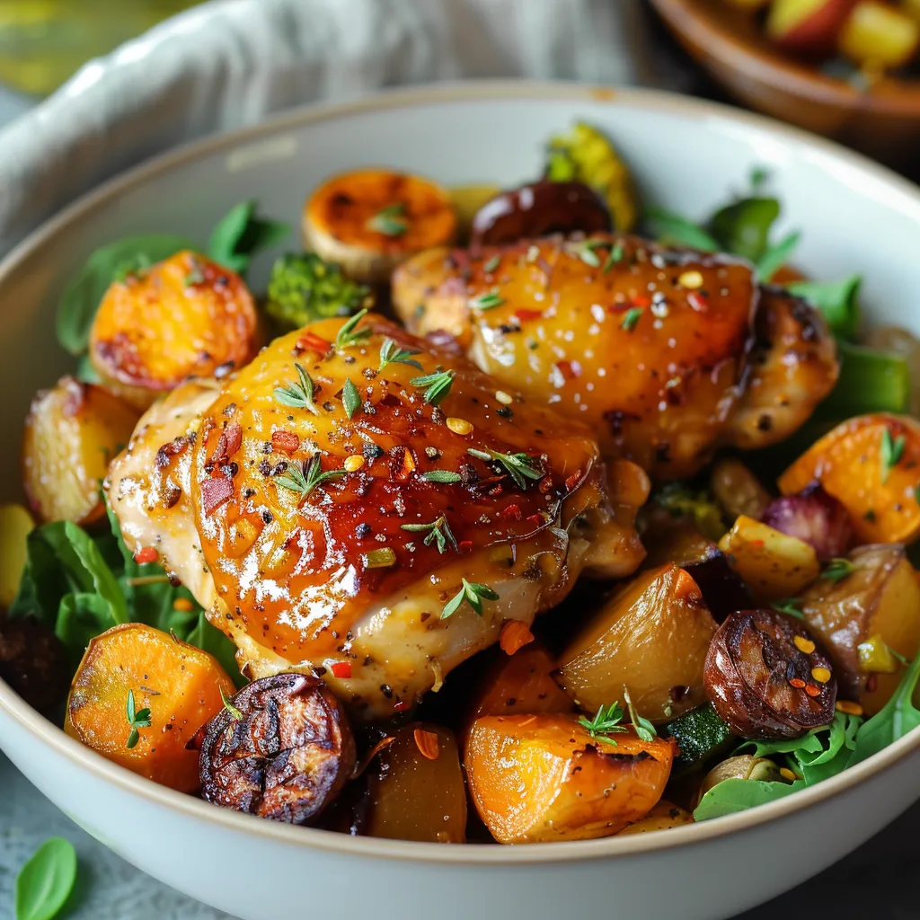 A bowl packed with chicken, broccoli, and carrots.