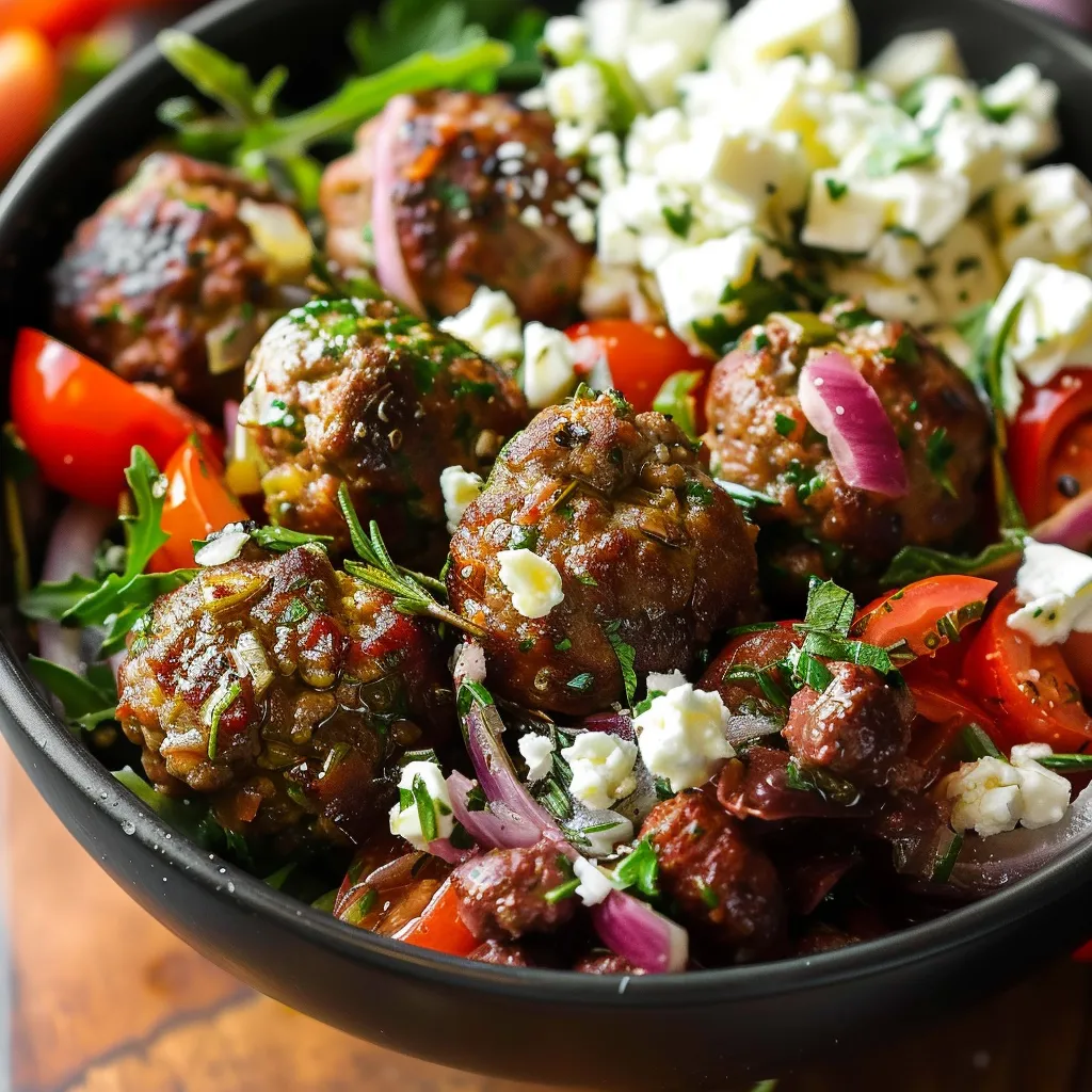 A bowl of meatballs with tomatoes and cheese.