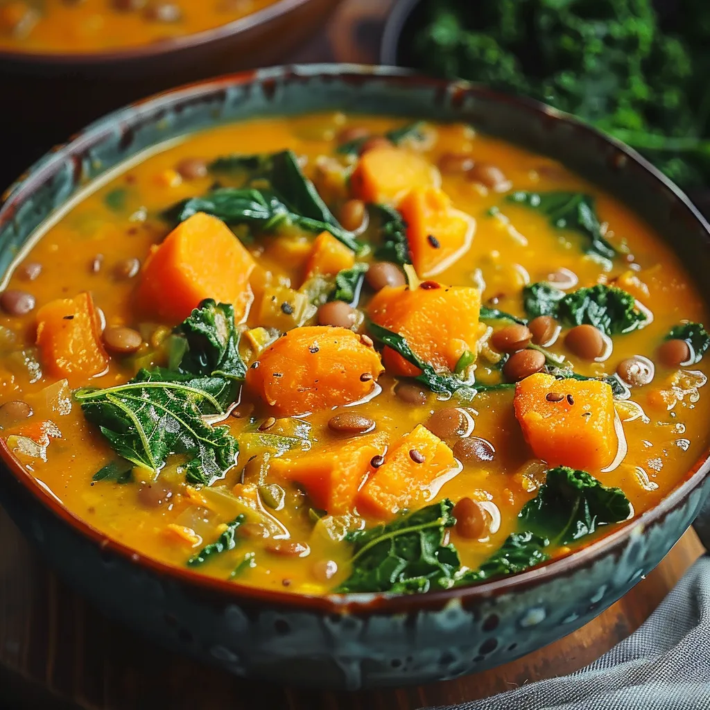 A bowl with chunky veggies and beans in broth.