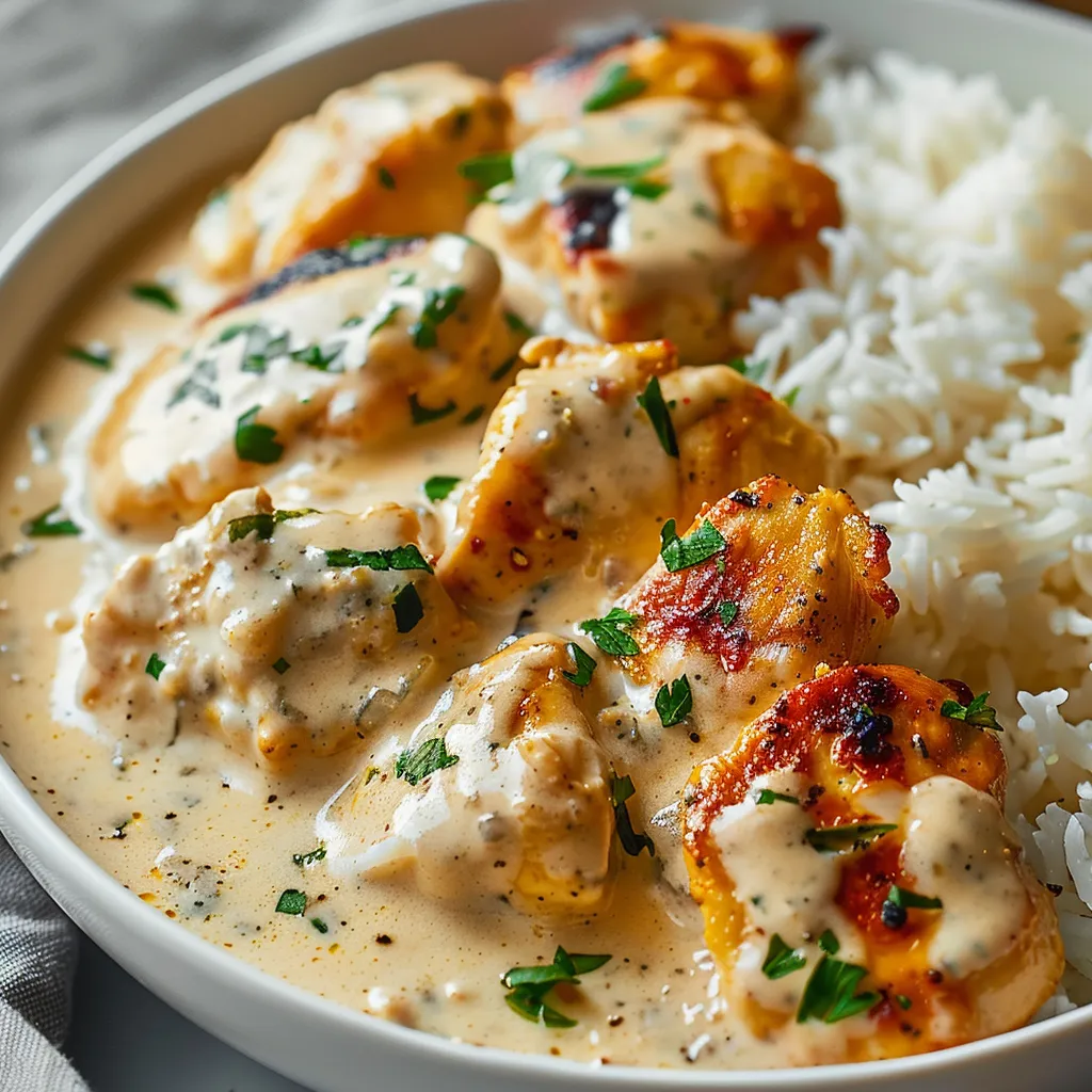 A bowl of rice and chicken.