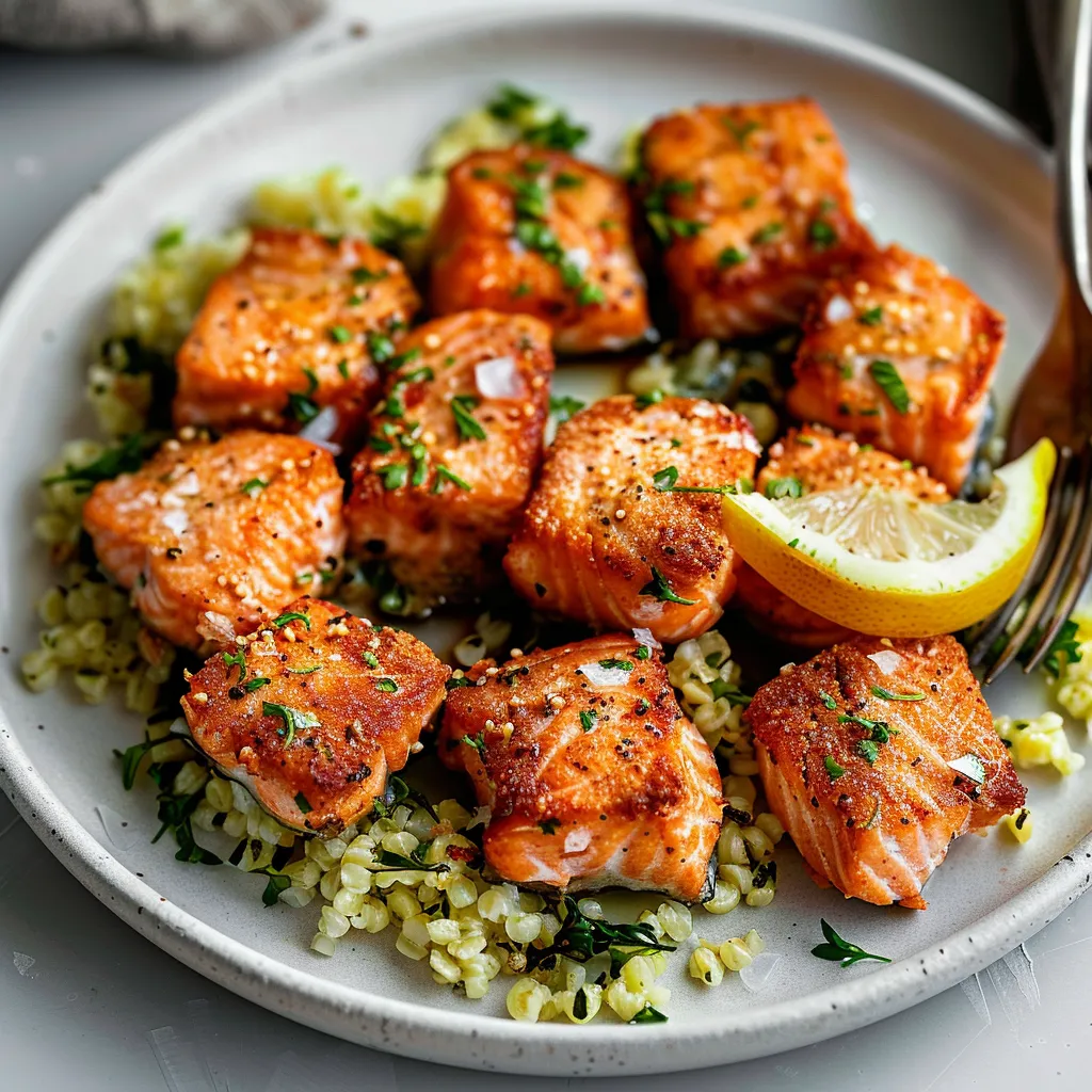 Fish pieces on a plate plus lemon slices on the side.