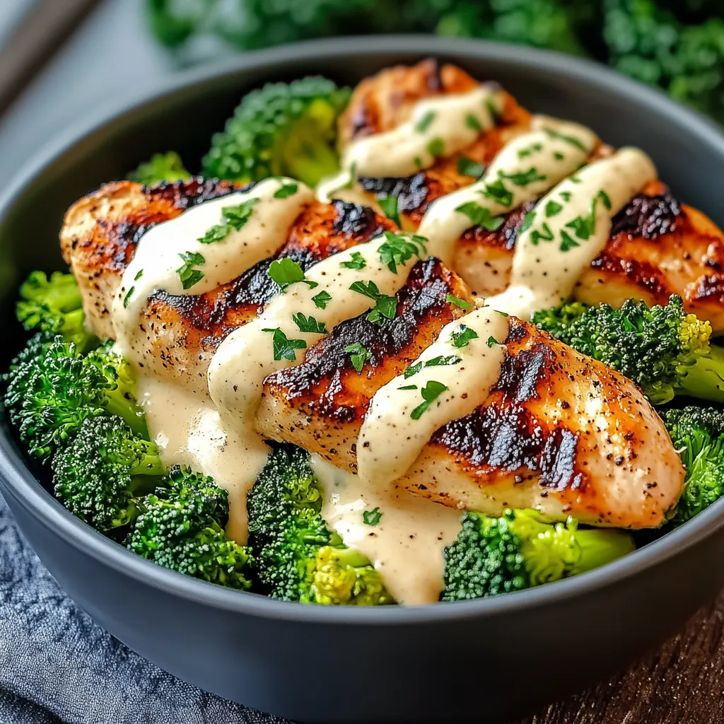 Chicken and broccoli on rice in a bowl.