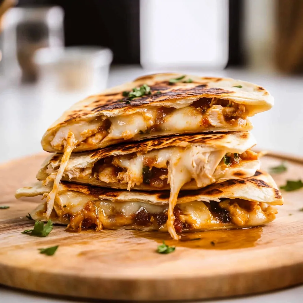 A stack of four quesadillas.