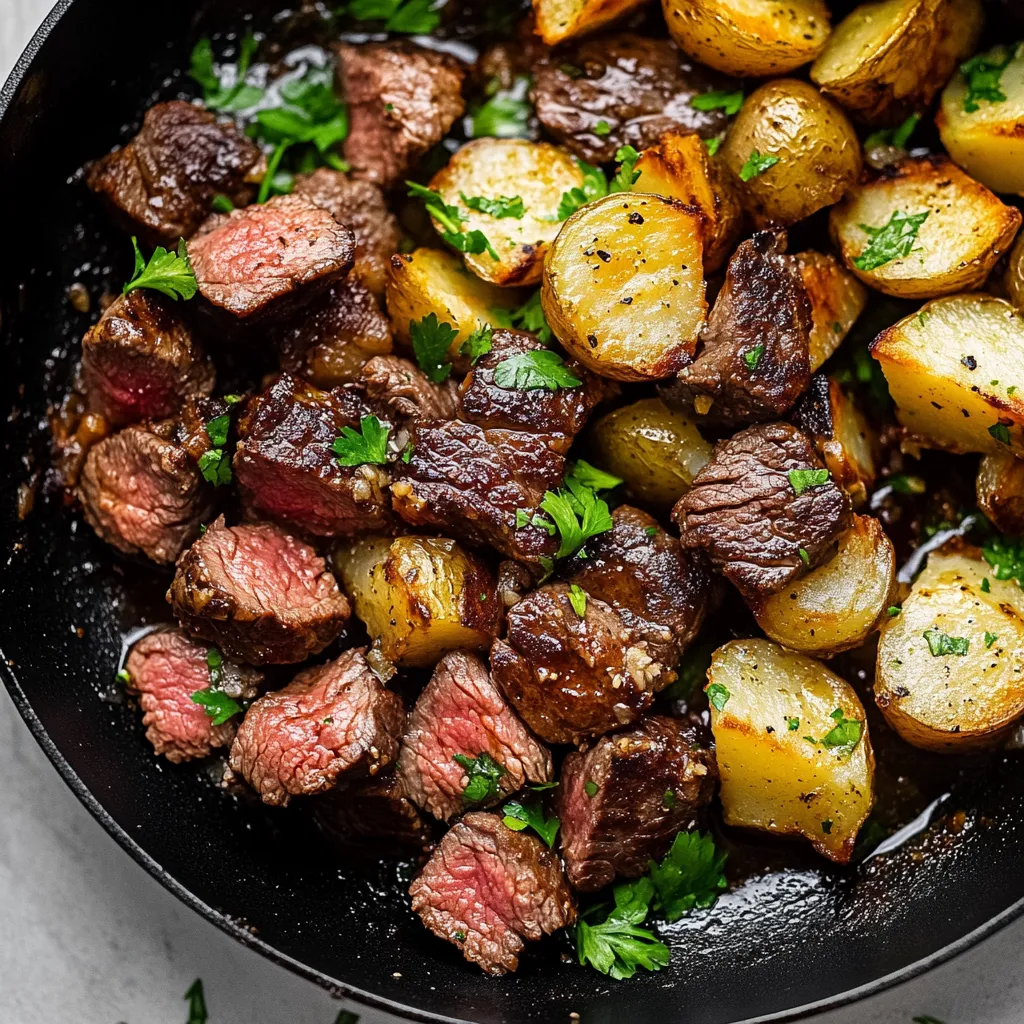 A bowl of meat and potatoes.