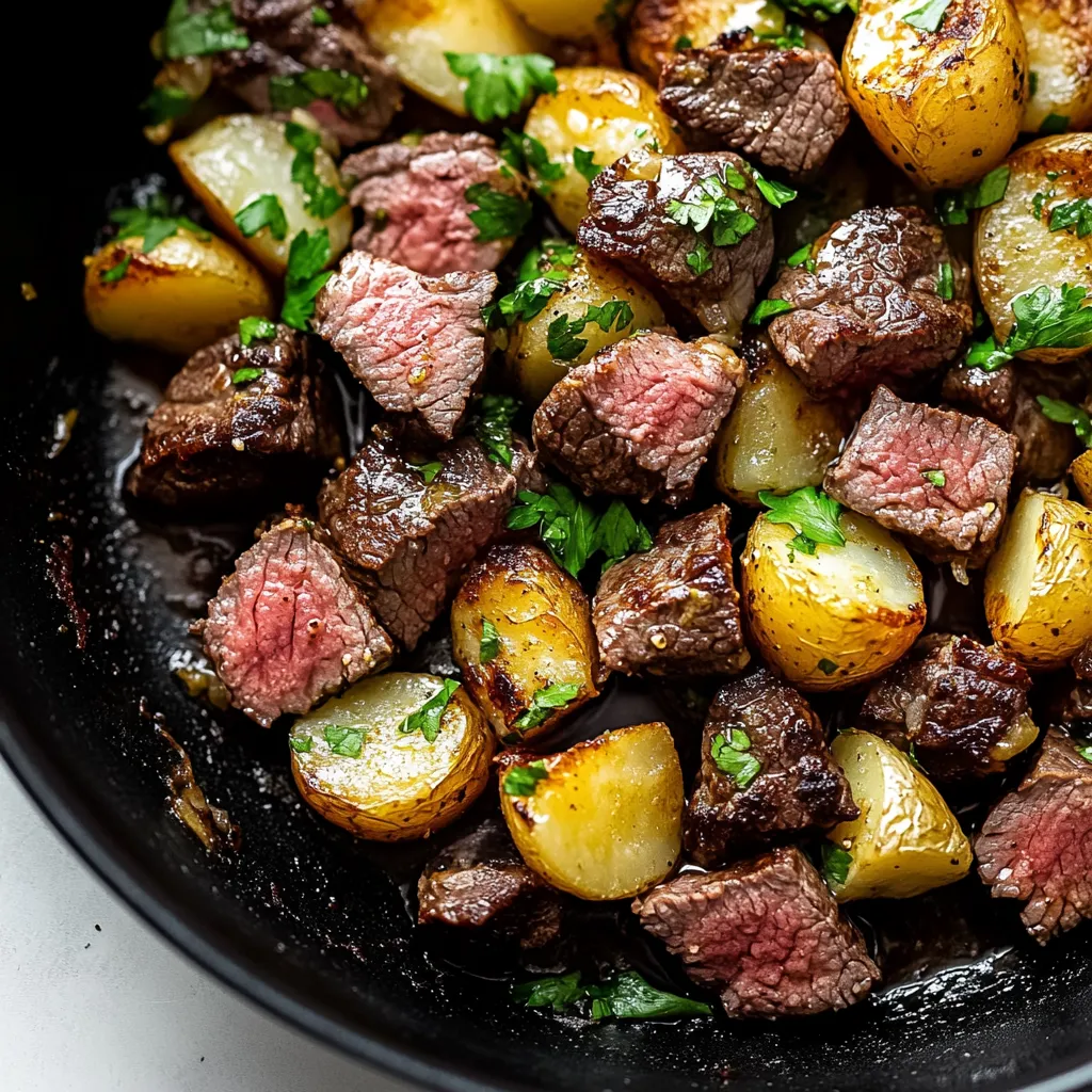 A bowl of meat and potatoes.