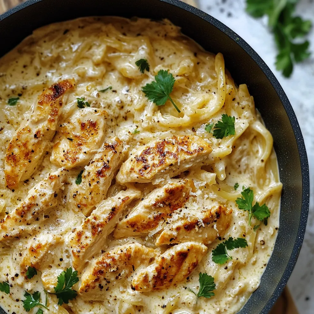 A bowl of chicken and noodles.