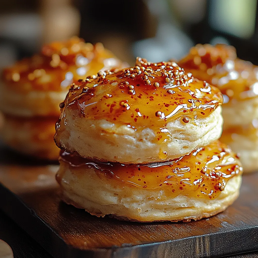Three donuts with glaze on a wooden table.
