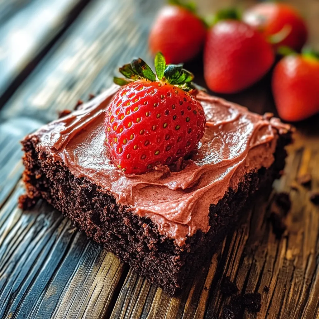 A slice of chocolate cake with a strawberry on top.