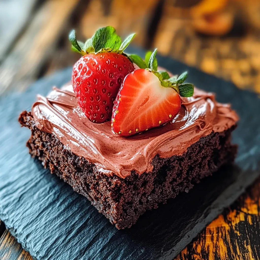 A chocolate cake with strawberries on top.