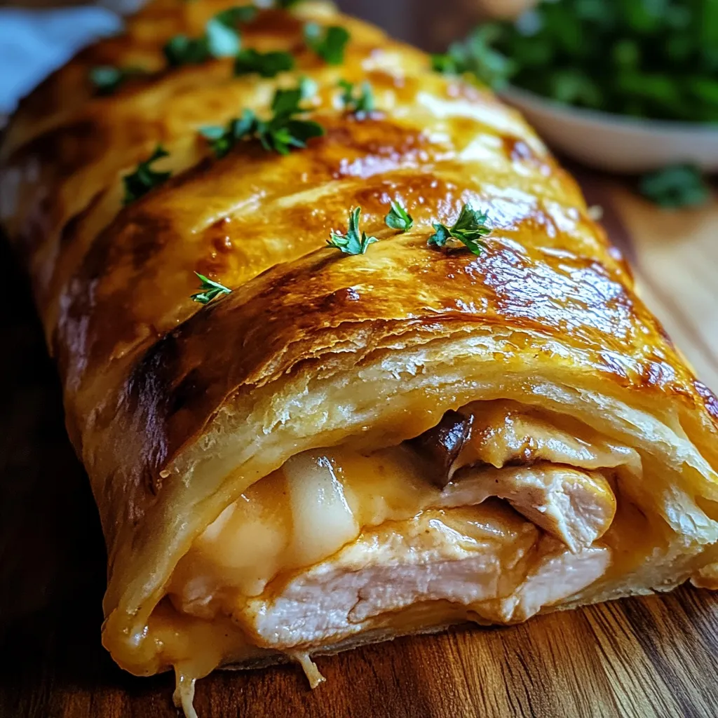 A sandwich with meat and cheese on a wooden table.