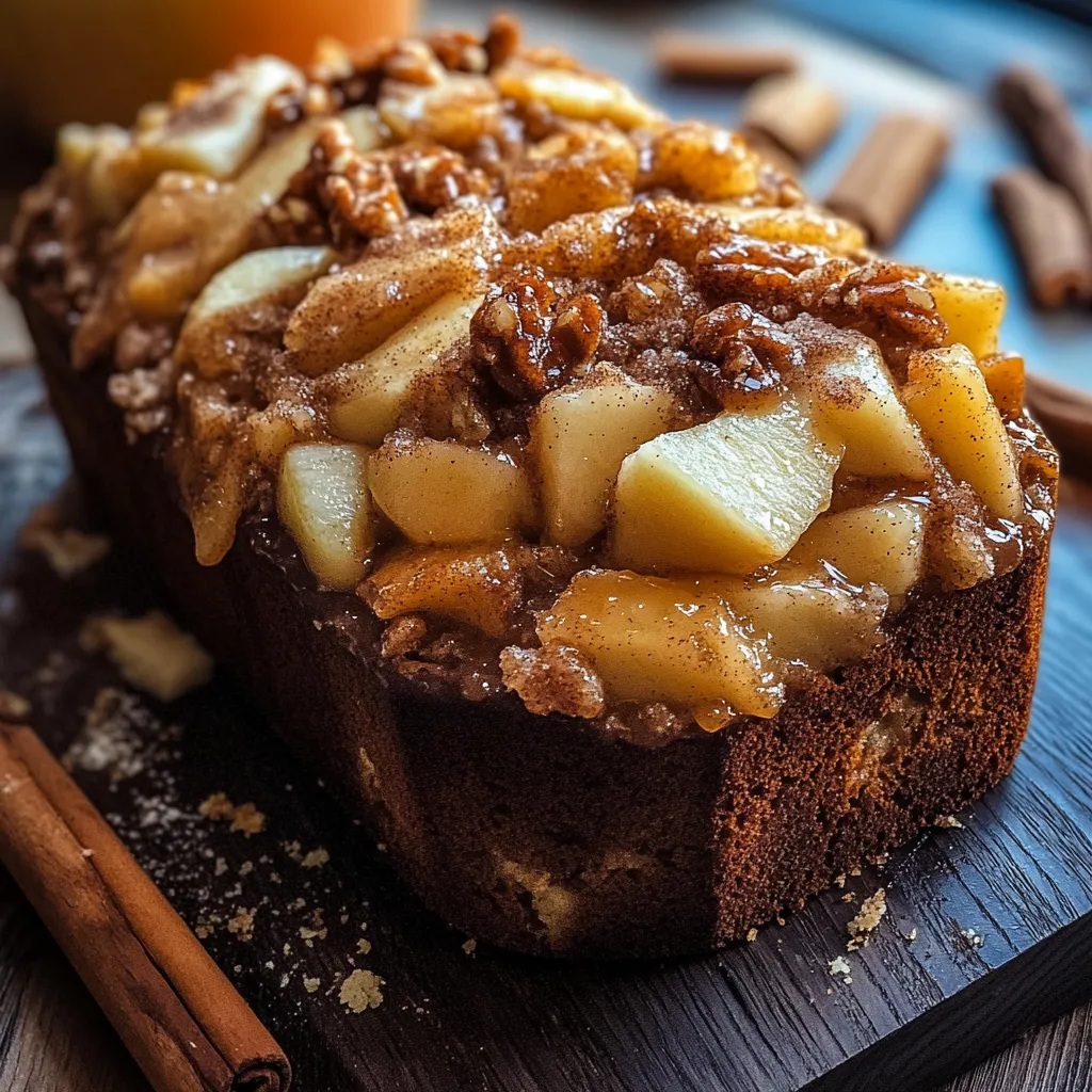 A slice of bread with apples and walnuts.
