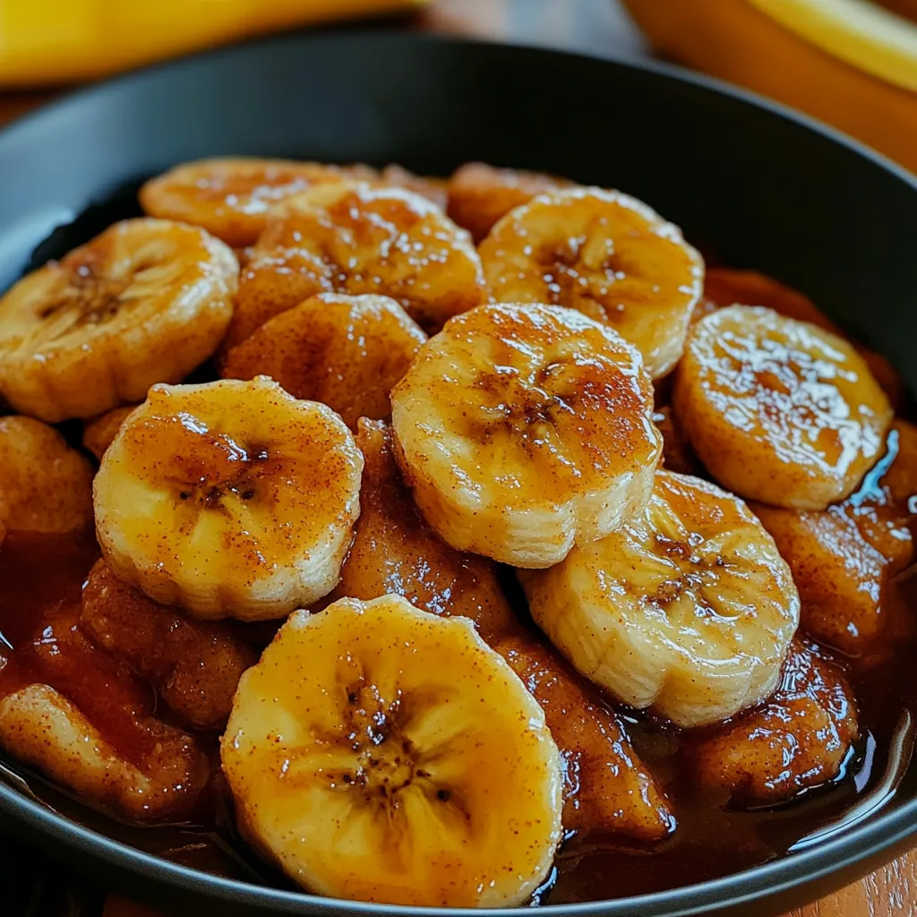 A bowl of food with bananas and chicken.