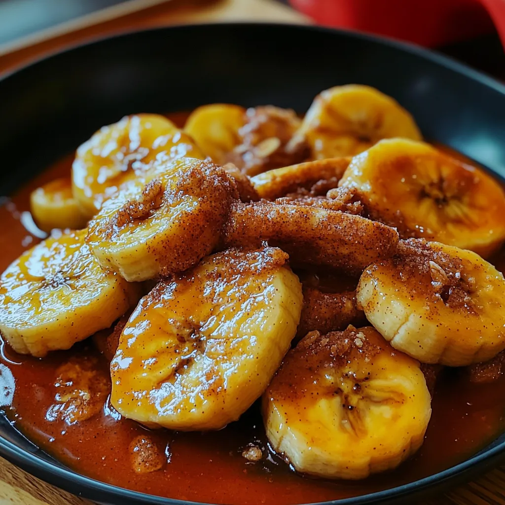 A bowl of bananas with a sauce.