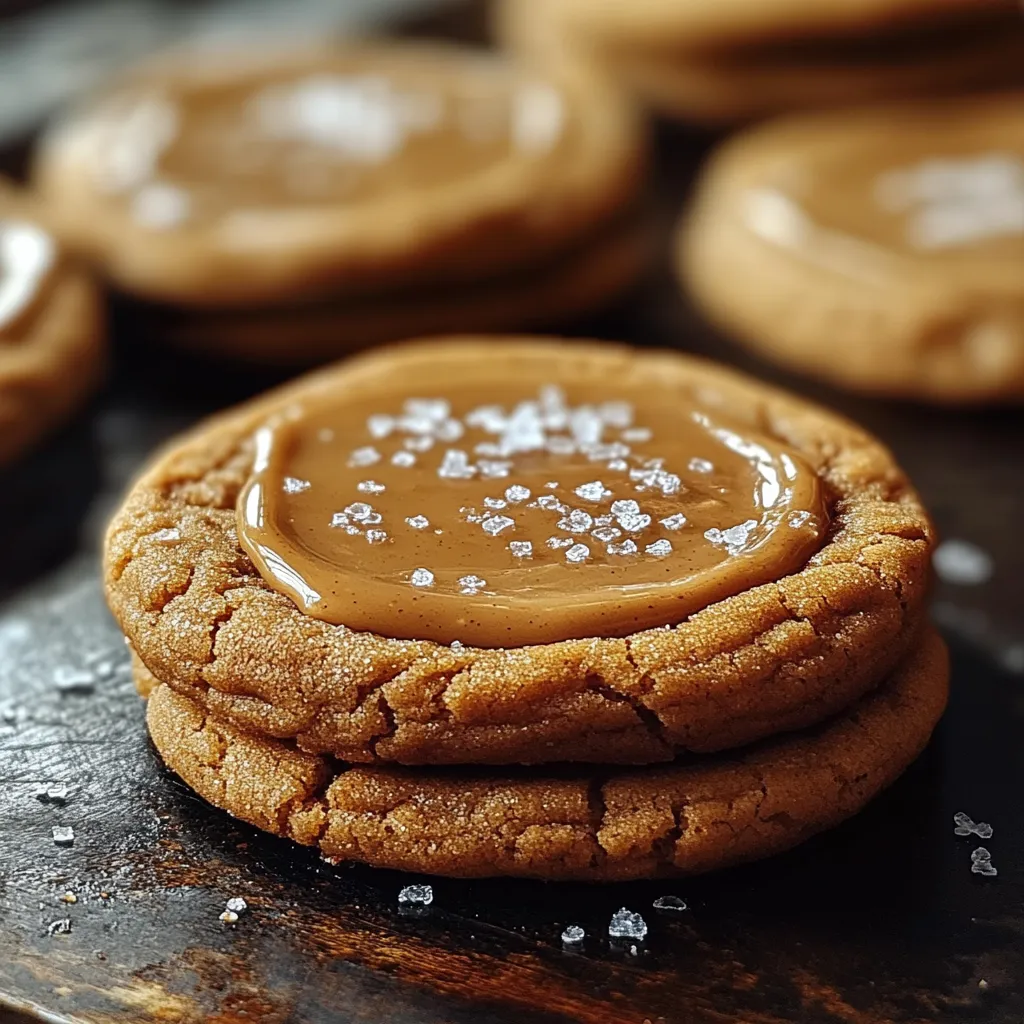 A cookie with caramel and nuts on top.