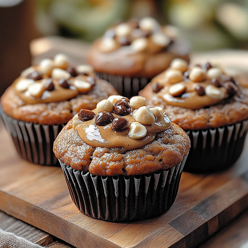 Three cupcakes with chocolate frosting and nuts.