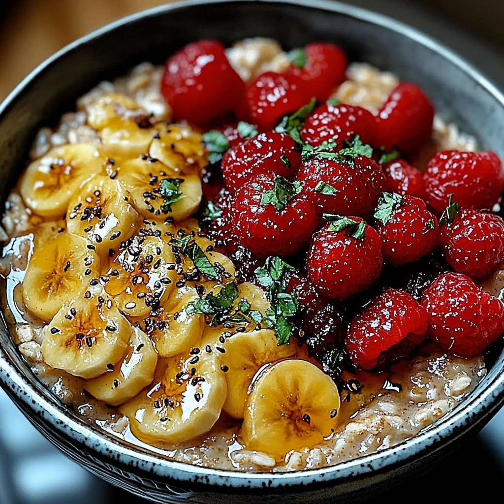 A bowl of oatmeal with bananas and strawberries.