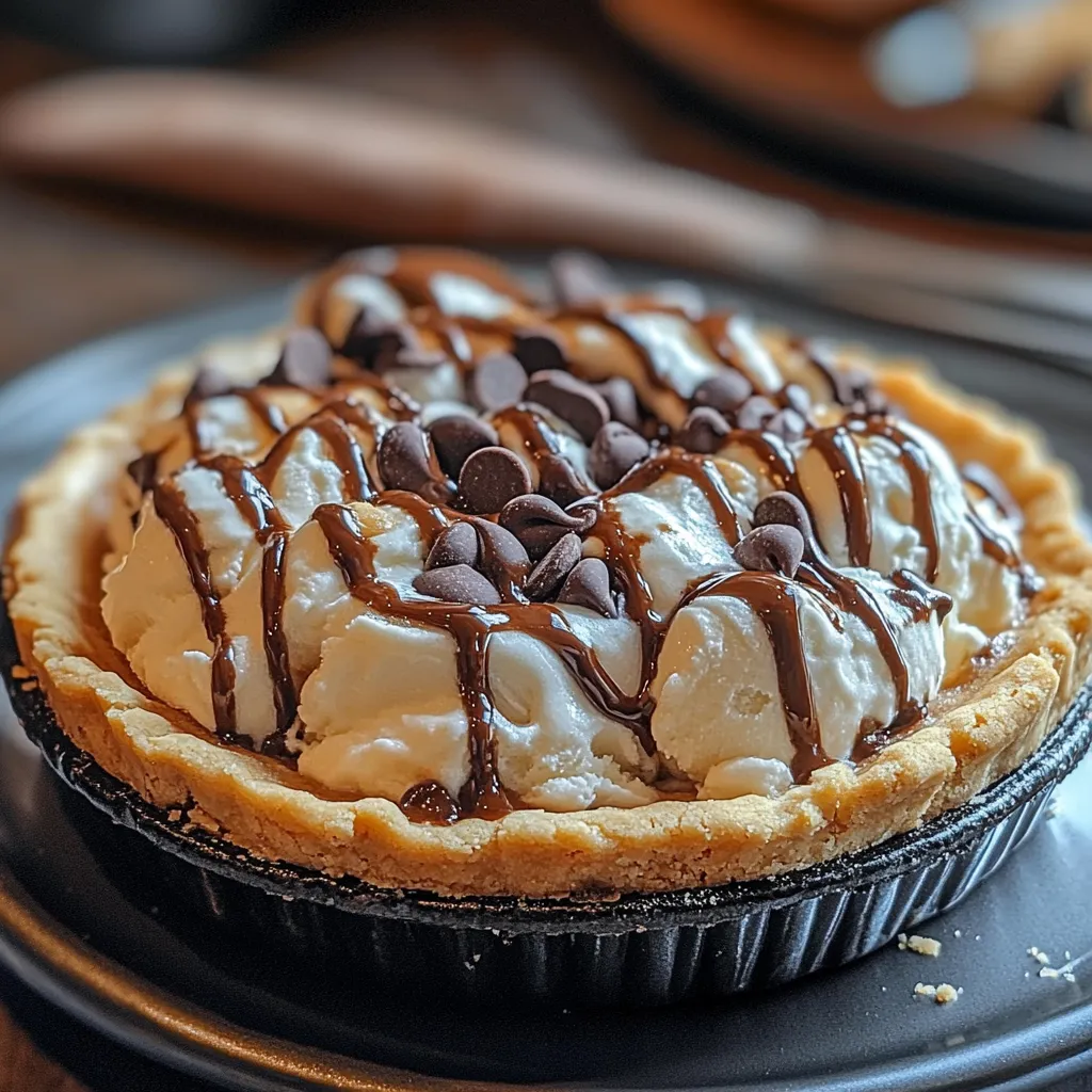 A chocolate and vanilla ice cream dessert.