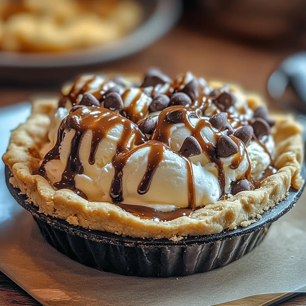 A dessert in a bowl with chocolate drizzled on top.