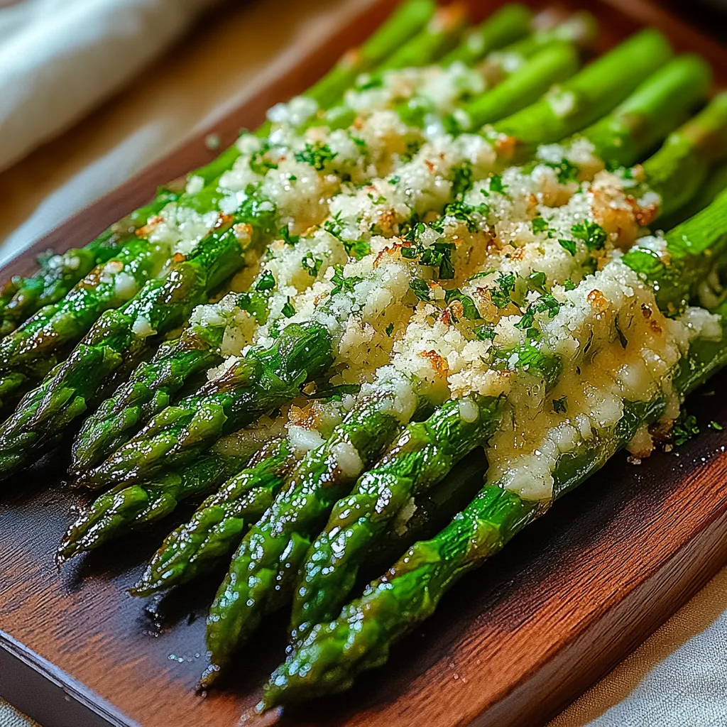 A wooden cutting board with asparagus and cheese.