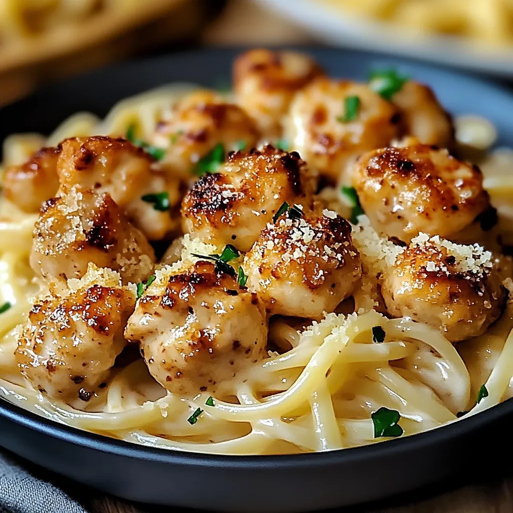 A bowl of pasta with shrimp and herbs.