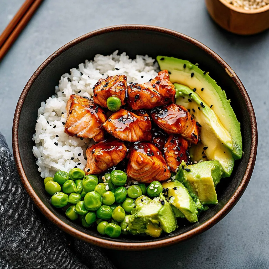 A bowl of food with rice, peas, and chicken.