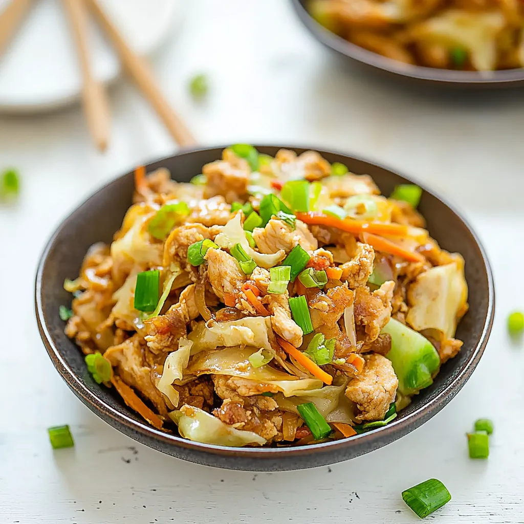 A bowl of food with chicken and vegetables.