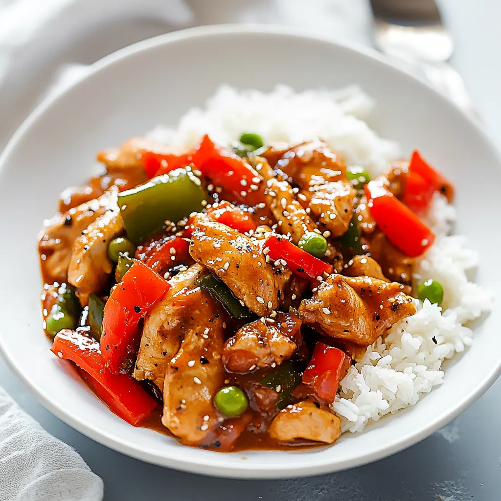 A bowl of chicken and rice.