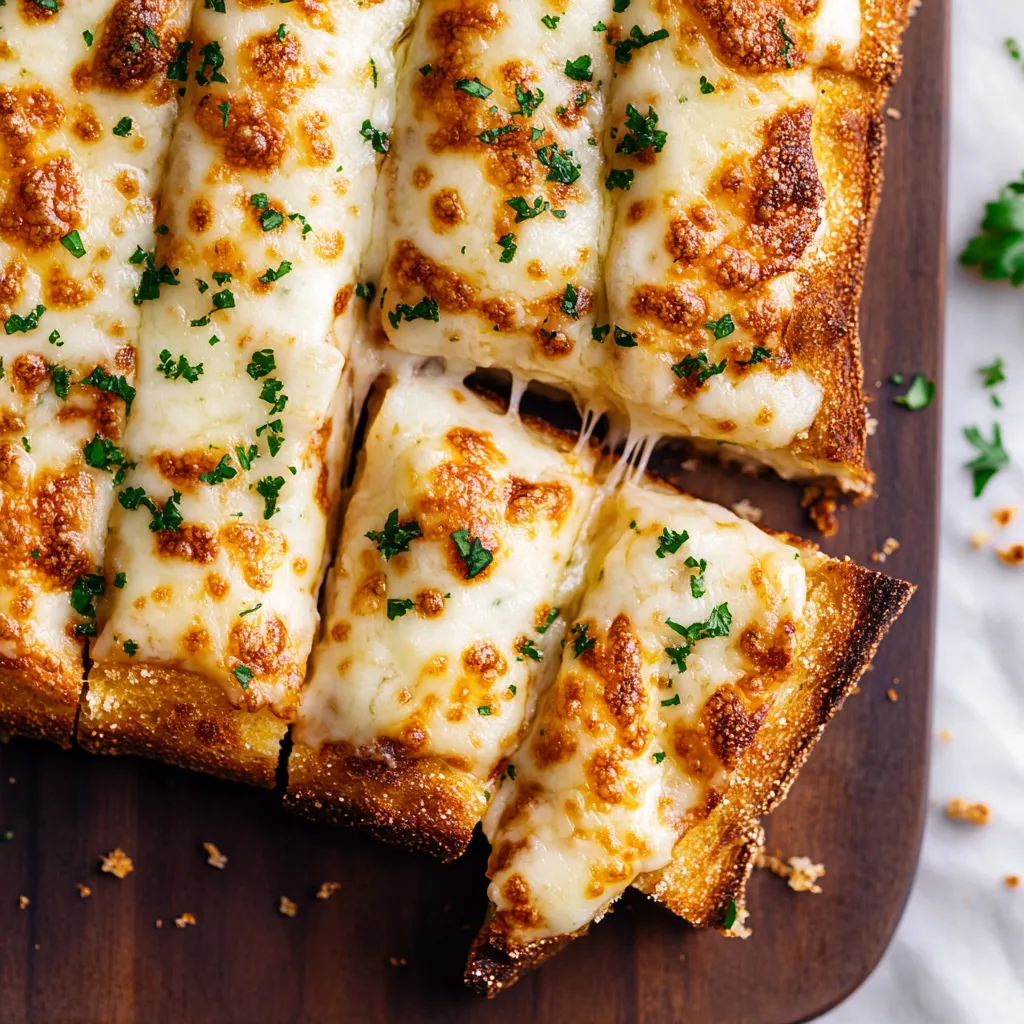 A slice of pizza with cheese and herbs on a wooden cutting board.