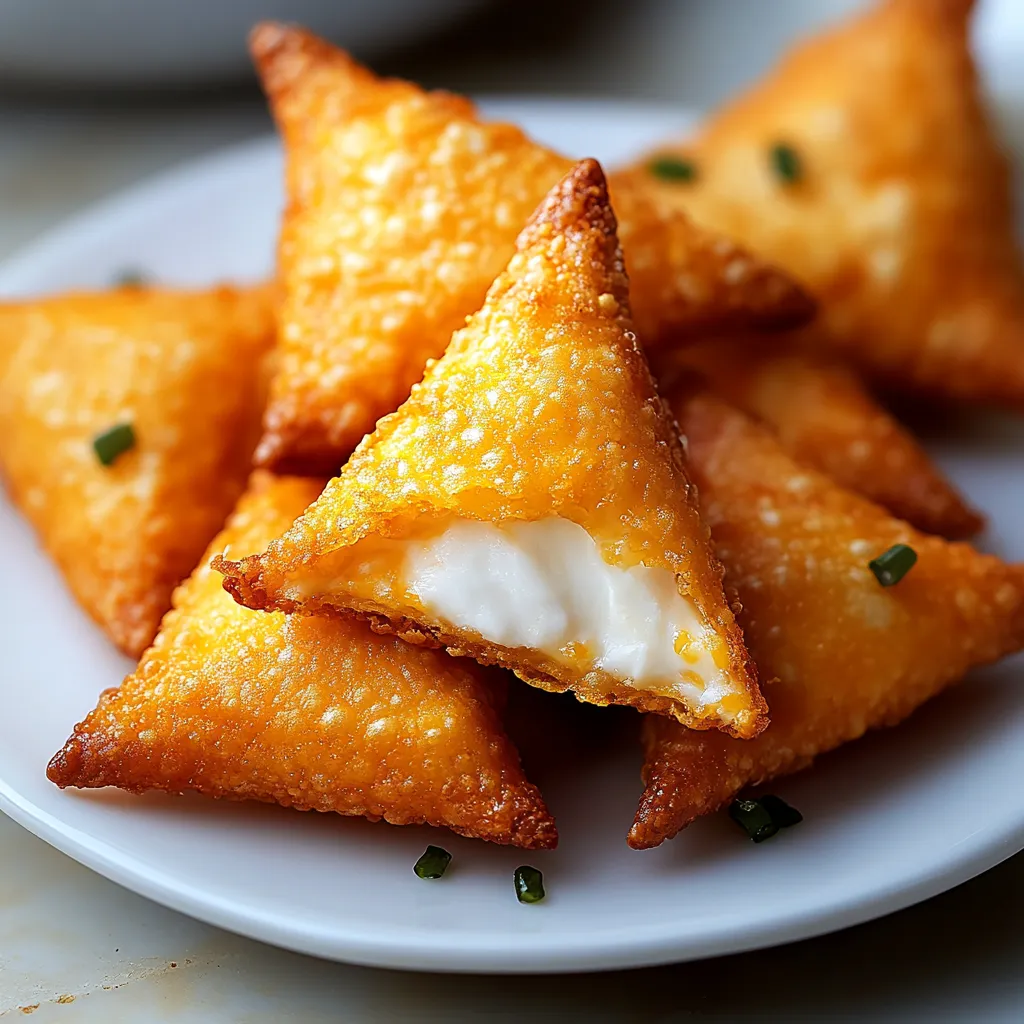 A plate of cheese and chicken triangles.