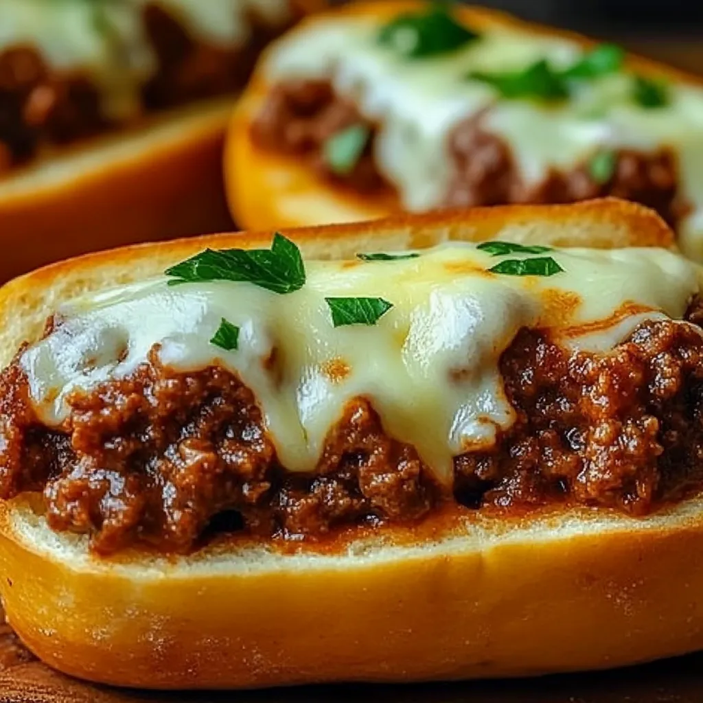 A close up of a meat and cheese sandwich.