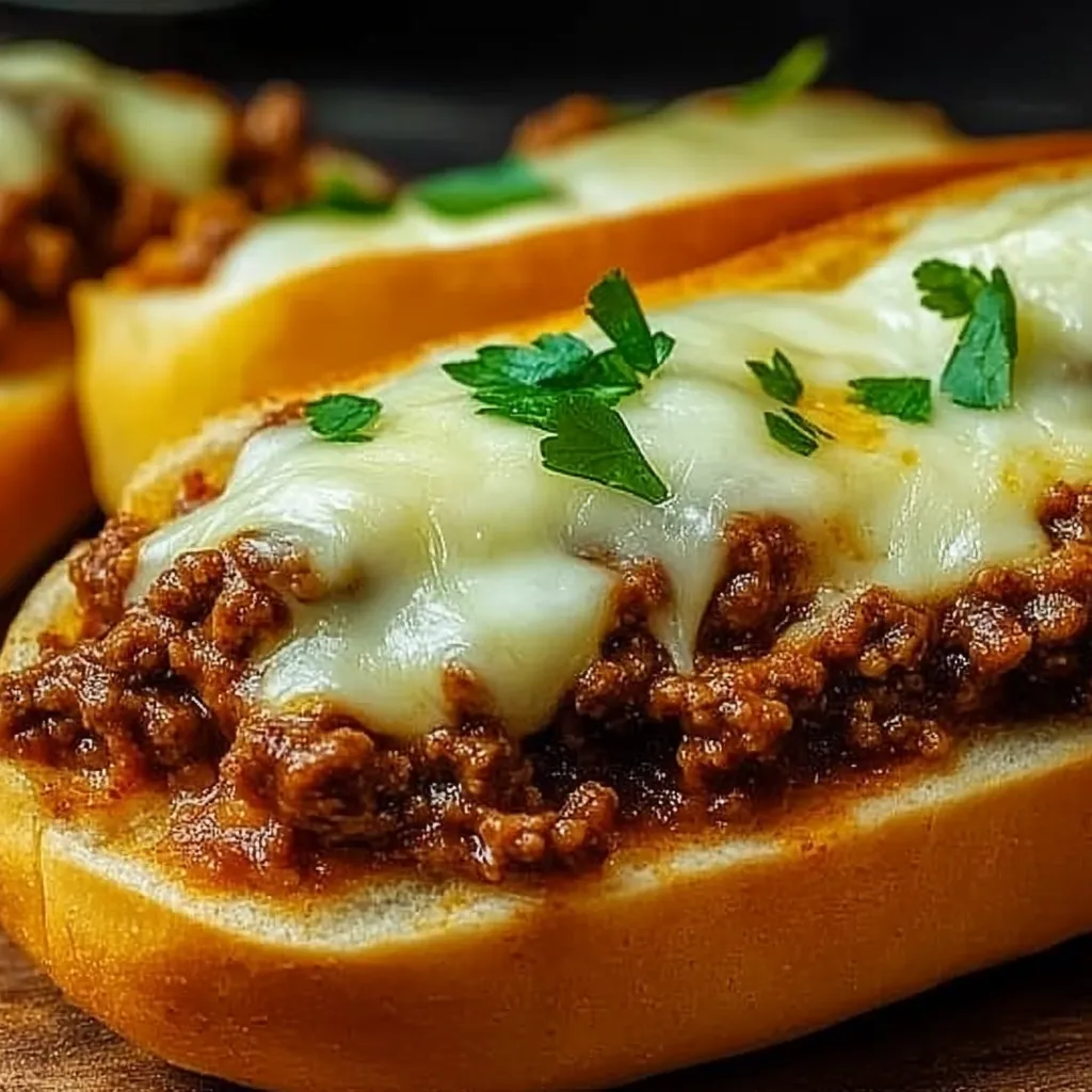 A sandwich with meat and cheese on a bun.