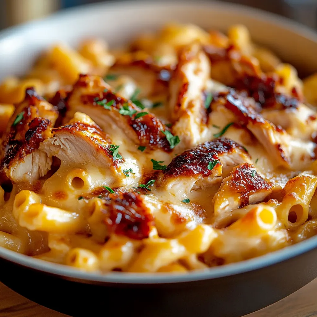 A bowl of chicken and noodles.