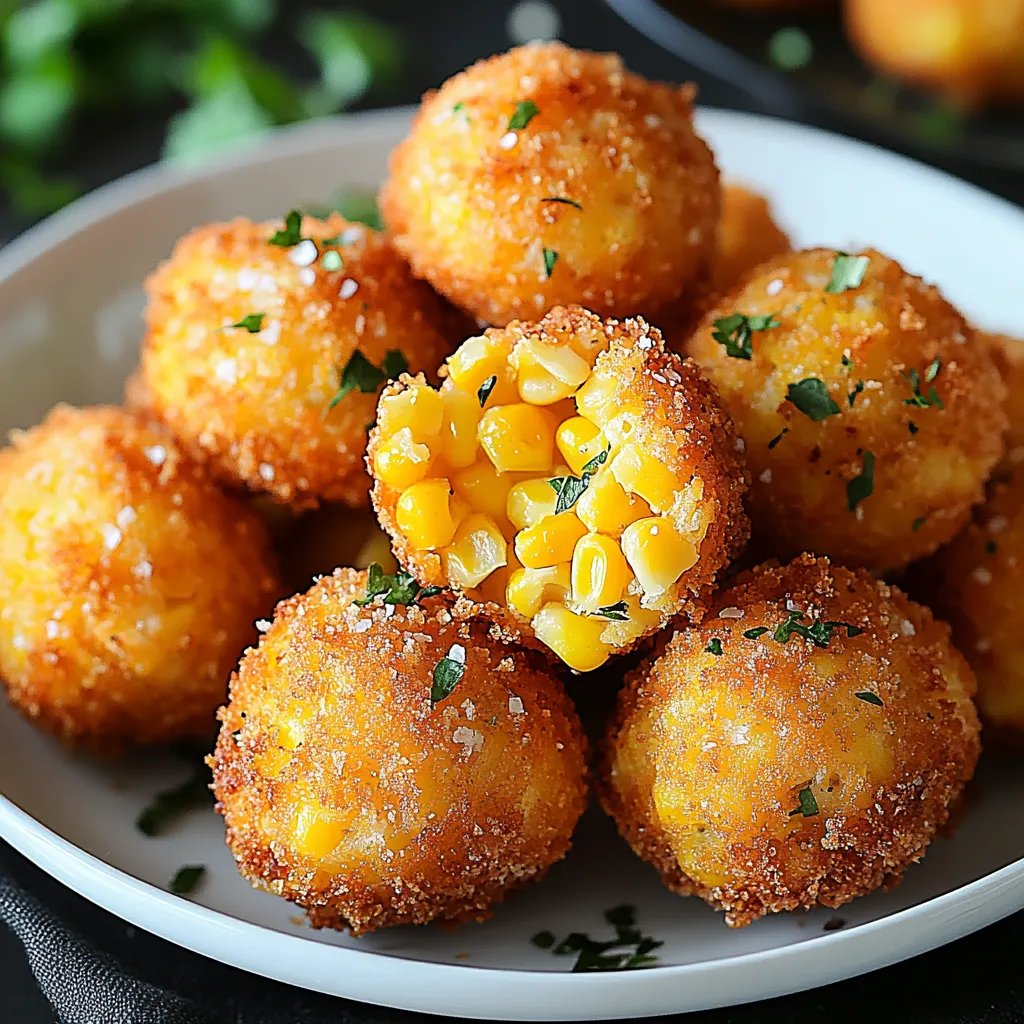A plate of food with corn and cheese on it.